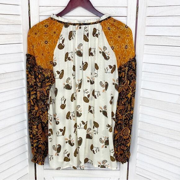 Jane & Delancey Paisley Floral Pattern Block Peasant Blouse Small - Picture 8 of 12